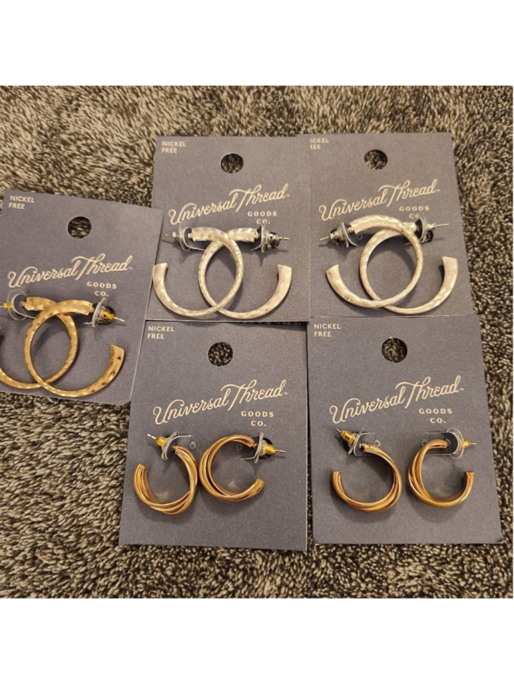 5 pairs of Universal Thread Hoop Earrings Gold and Silver Tone